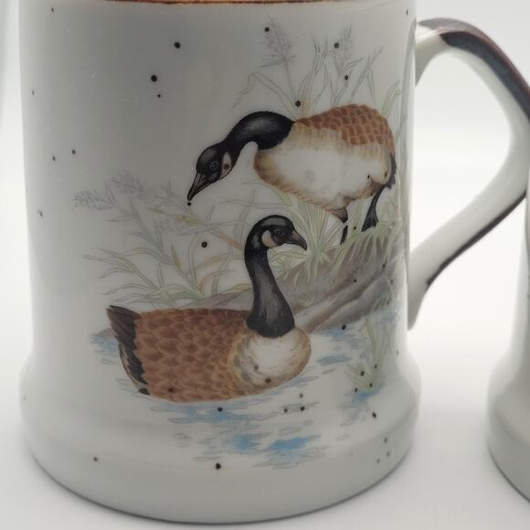 Vintage Duck Coffee Mug Pair Made in Japan Ceramic Mallard Waterfowl Cabin Decor - Picture 2 of 12